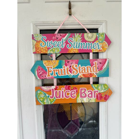 Sweet Summer Fruit Stand Juice Bar Sign - Colorful Bright Tropical Home Decor - Picture 1 of 6